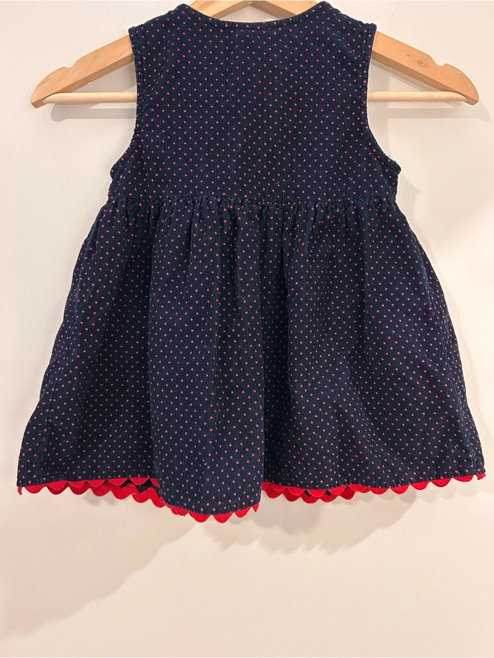 Samara Vintage Dress Navy Polka Dot Girls Size 3T Heart Pockets 100% Cotton